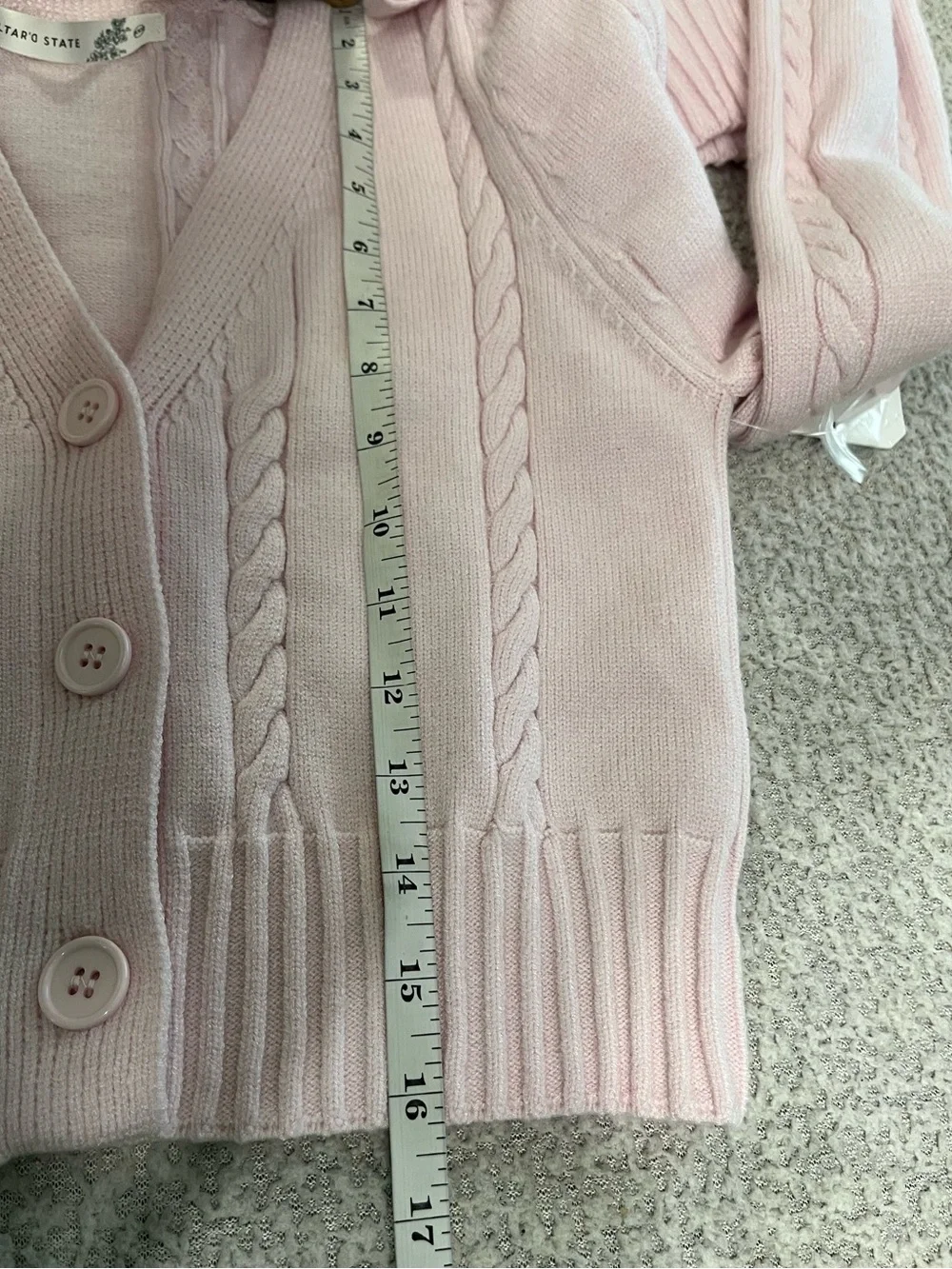 NWT Altar'd State Soft Pink Cable Knit Matching Cardigan & Crop Top Set Size XXS